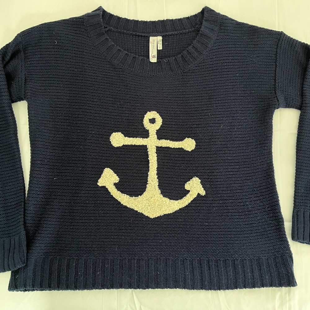 Navy Sweater with Anchor Design